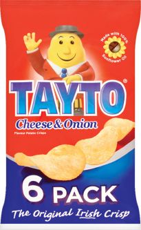 Tayto Cheese and Onion 6 Pack 150g (5.3oz) X 24