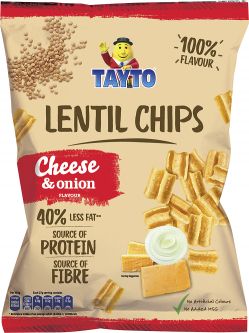 Tayto Lentil Chips Cheese & Onion 110g (3.9oz) X 12