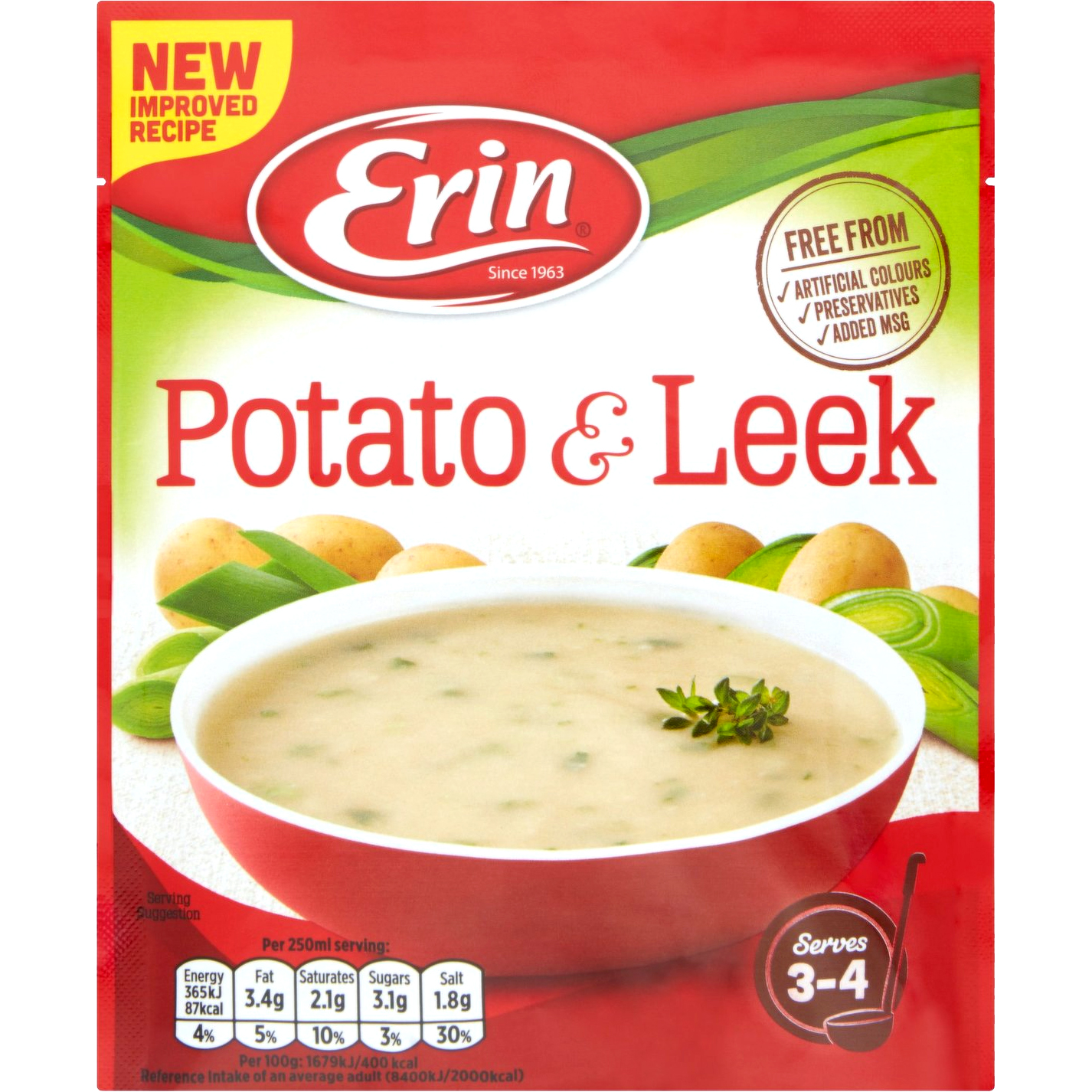 Erin Potato & Leek Soup 74g (2.6oz) X 30: Food Ireland Wholesale