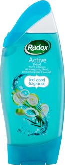Radox Active (Blue) Shower & Shampoo 250ml (8.8fl oz) X 6