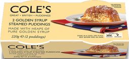 Cole's Golden Syrup Steamed Pudding Twin Pack 220g (7.8oz) X 6