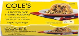 Cole's Spotted Dick Steamed Pudding Twin Pack 220g (7.8oz) X 6